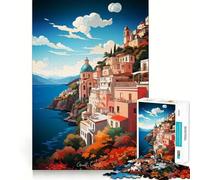 Peinture à l'huile de la côte amalfitaine Puzzle de 1000 pièces pour Adultes Réfléchissez,entraînez-Vous,jouez ! Assemblage serré,Aucune pièce ne se détache Cadeau Unique pour soulager Le Stress
