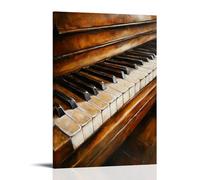 Peinture à l'huile d'instruments de musique - Harmonie classique visualisée à travers des techniques de vitrage délicates sur des touches et des cordes de piano - Décoration murale contemporaine à