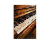 Peinture à l'huile d'instruments de musique - Harmonie classique visualisée à travers des techniques de vitrage délicates sur des touches et des cordes de piano - Décoration murale contemporaine à