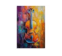 Peinture à l'huile d'instruments de musique - Une symphonie de couleurs vibrantes donne vie à ce violon classique, avec des textures riches qui échappent à son âme mélodique - Décoration murale à