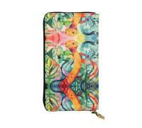 Peinture à l'huile d'un serpent en cuir à motif long portefeuille (19,1 x 10,4 cm) | Compartiment multifonction extra large | Excellent cadeau