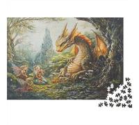 Peinture à l'huile fantastiquePuzzles 1000 Pièces pour Adultes, Jeux ÉducatifsDragon, Elfe, fée