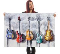 Tableau À L'huile 3d, Guitares, Peint À La Main À 100%, Toile De Décoration Murale Xl 120x80cm