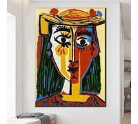 Peinture à l'huile moderne Art célèbre peinture Picasso Mujer Con Sombrero peinture sur toile Art mural pour salon décor à la maison 60x80 cm avec cadre