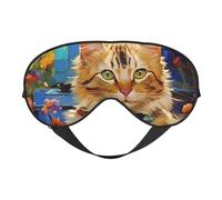 Peinture à l'huile motif chat élégant masque pour les yeux léger voyage yoga sieste méditation camping travail relaxation