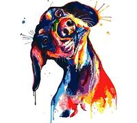 Peinture à l'huile par Numéro Adulte Animal coloré chien curieux chien DIY Peinture par Numéro Enfant Seniors Jouets de peinture cadeaux Cadeau Décoration de Maison 40x50cm