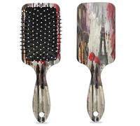 Peinture à l'huile Paris France Tour Eiffel Brosse à cheveux humide et sec Coussin d'air Brosse à cheveux démêlante en plastique pour enfants adultes Cadeau de rentrée scolaire femme homme