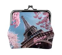 Peinture à l'huile Paris Tour Eiffel imprimé microfibre PU Portefeuille Kiss Lock Mini pochette pour rouge à lèvres Changement de clés Organisation