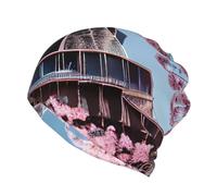 Peinture à l'huile Paris Tour Eiffel Imprimée Bonnet d'hiver pour homme femme Bonnet tricoté chaud doux et souple, bonnet drôle, couvre-chef cadeau noir