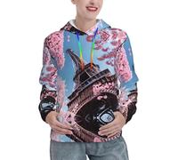 Peinture à l'huile Paris Tour Eiffel Imprimer Femmes Mode Hoodies Sweatshirts Sweats à Capuche Sweats Doux Automne Hiver Pull Tops Pulls Tenues, Noir , XXL
