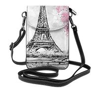 Peinture à l'huile Paris Tour Eiffel Porte-monnaie pour téléphone portable :>> Petit portefeuille en cuir à bandoulière pour femmes Sac à bandoulière avec fentes pour cartes de crédit 7,6 x 2,9 po