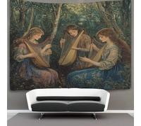 Peinture à l'huile pastorale abstraite Murale À Suspendre, Belle femme Playing Harp And Lute in The Forêt Tapisserie Esthétique,pour Chambre Dortoir Fête Décoration Maison Pour Le Salon 180cmx230cm