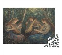 Peinture à l'huile Pastorale Abstraite | pour Adultes |Belle Femme Jouant de la Harpe et du Luth dans la forêt| 1000pcs (75x50cm) Puzzles Jeux Éducatifs Puzzles De Décoration Intérieure