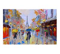 Peinture À L'Huile Peinte À La Main Sur Toile,Abstrait Paysage Peintures,Personnes Sur La Rue Paris,Style Européen Moderne