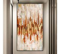 Peinture à l'huile peinte à la main sur toile, immense paysage feuille d'or et fortune dorée Texture épaisse verticale verticale/grande peinture à l'huile oeuvre abstraite moderne peintures mu