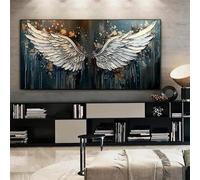 Peinture à l'huile personnalisée sur toile représentant une aile d'ange, grand format, décoration murale abstraite, minimaliste, 65 x 130 cm, cadre interne