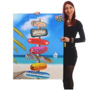 Peinture À L'huile Plaque De Rue Peinte À La Main À 100% / Toile De Décoration Murale Xl 100x75cm