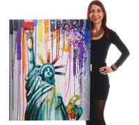 Tableau À L'huile 3d, Statue De La Liberté, Peint À La Main À 100%, Toile De Décoration Murale Xl 100x80cm