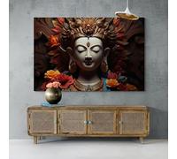 Peinture à l'huile sur toile colorée représentant un Bouddha, art mural doré, affiche de méditation, centre de yoga, décoration de salon (40 x 60 cm, sans cadre)