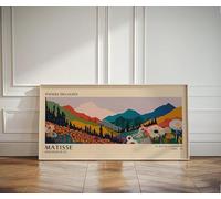 Peinture à l'huile sur toile de Matisse représentant des fleurs et une montagne : affiche d'art mural moderne pour exposition, impression sur toile de paysage coloré (90 x 180 cm/sans cadre)