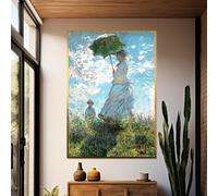 Peinture à l'huile sur toile « La Dame au parasol », inspirée du classique de Claude Monet, affiche et impressions de style impressionniste, décoration d'intérieur (40 x 60 cm/cadre intérieur)