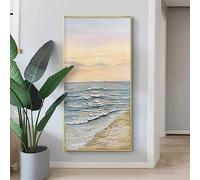 Peinture À Lhuile Sur Toile Peinte À La Main,Peintures À L'Huile Extra Larges Peintes À La Main Vagues De L'Océan Images D'Art Sans Cadre Oeuvre Texturée Peinture Murale Originale Pour Salon C