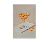 Peinture à l'huile sur toile Poisson rouge Cookies in A Martini Glass Décoration murale pour salon, chambre à coucher 60 x 90 cm