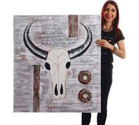 Tableau À L'huile 3d, Taureau, Peint À La Main À 100%, Toile De Décoration Murale Xl 100x90cm