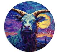 Peinture à l'huile Yak Circulaire Puzzle 1000 Pièces pour Adultes Animaux DIY Unique Classiques 1000pcs (67.5x67.5cm)