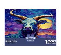 Peinture à l'huile Yak Puzzle Amusant Jeu De Société Adulte Pièces Parfaitement Assorties 1000 Pièces Animaux Casse-tête Qualité Premium pour Adultes 38x26cm/1000pcs