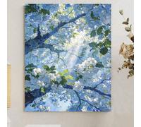 Peinture à numéros DIY arbre de cerisier blanc paysage ensoleillé fait main décoration de maison pour adultes cadeau de fête art mural ensemble de canevas 40x50cm,20x30cmNon-tissé