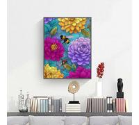Peinture à Numéros Enfants Adultes Débutants Abeille Fleur, DIY Peinture Acrylique pour Adultes Facile sur Toile avec peintures et pinceaux, Kits de Loisirs Créatifs, Cadeau 50x70cm PjY4627 8-E