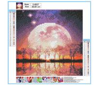 Peinture À Perceuse Ronde Pour Débuutants, Kit D'art En Point De Croix, Lune Cristal, Strass, Artisanat, Bricolage