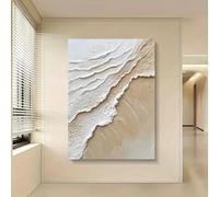 Peinture abstraite moderne sur toile représentant des vagues de l'océan, affiches de paysage de vagues de la mer, décoration murale de style Wabi-Sabi, 70 x 100 cm (28 x 39 pouces), cadre interne