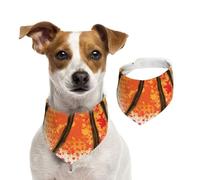 Peinture Abstraite Orange de Basket-Ball sur Fond Blanc,Bandanas pour Chien, écharpe en Coton, Bavoirs réglables pour Animaux de Compagnie,S
