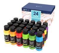 Peinture Acrylique 24 Couleurs Non Toxique Kit de Peinture Acrylique Couleurs pour Artistes la Peinture sur Toile Papier Bois Pierre Céramique,Pigments Riches