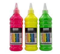 Peinture acrylique 500 ml - Peinture acrylique économique de qualité supérieure (lot 3 couleurs fluo)