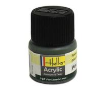 Peinture acrylique à l'eau pour maquettes - HELLER - 102 Vert armée mat - Contenance 12 ml