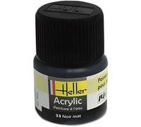 Peinture acrylique à l'eau pour maquettes - HELLER - 33 Noir mat - Contenance 12 ml - Pour les 15 ans et plus