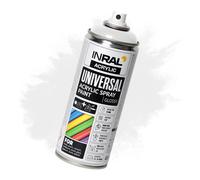 Peinture acrylique aérosol INRAL RAL9010 blanc pur brillant - séchage rapide, protection durable intérieur/extérieur - 400 ml