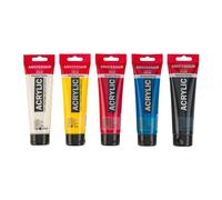 Amsterdam Standard Primary Set - Peinture - peinture acrylique - blanc titane, jaune primaire, noir oxyde, cyan primaire, magenta primaire - 120 ml