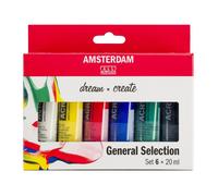 Peinture Acrylique - AMSTERDAM - Standard Set 6 Tubes 20 ml - Multicouleur - Bleu - Finition Mat