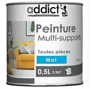 Peinture acrylique blanc mat 0.5l décoration intérieur multi supports ADDICT