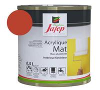 Peinture Acrylique Finition Mate 0,5L - Couleur Rouge Vif - Surface entre 6 et 7 m² - Multi Supports - Sèche Rapidement - Peinture Murale - Utilisation Intérieur et Extérieur - Jafep