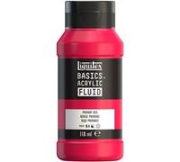 Liquitex 8870390 Basics Fluid - Peinture acrylique à consistance fluide, à séchage rapide, résistante à la lumière, imperméable, à base d'eau, Flacon de 118 ml, Rouge Primaire