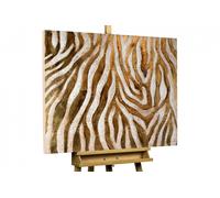 Peinture acrylique 'GOLDEN ZEBRA' | Oeuvre peinte a la main | 100x75cm