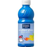 Peinture acrylique lefranc bourgeois glossy fluide brillante indélébile multi-supports bleu primaire flacon 500ml