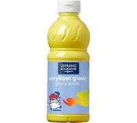 Peinture acrylique lefranc bourgeois glossy fluide brillante indélébile multi-supports jaune primaire flacon 500ml