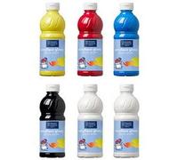 Peinture acrylique lefranc bourgeois glossy fluide indélébile multi-supports assortiment primaire 6 flacons 500ml