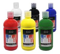 Peinture acrylique lot de 6 flacons de 500ml de qualité - Idéal pour les loisirs et les peintres professionnels